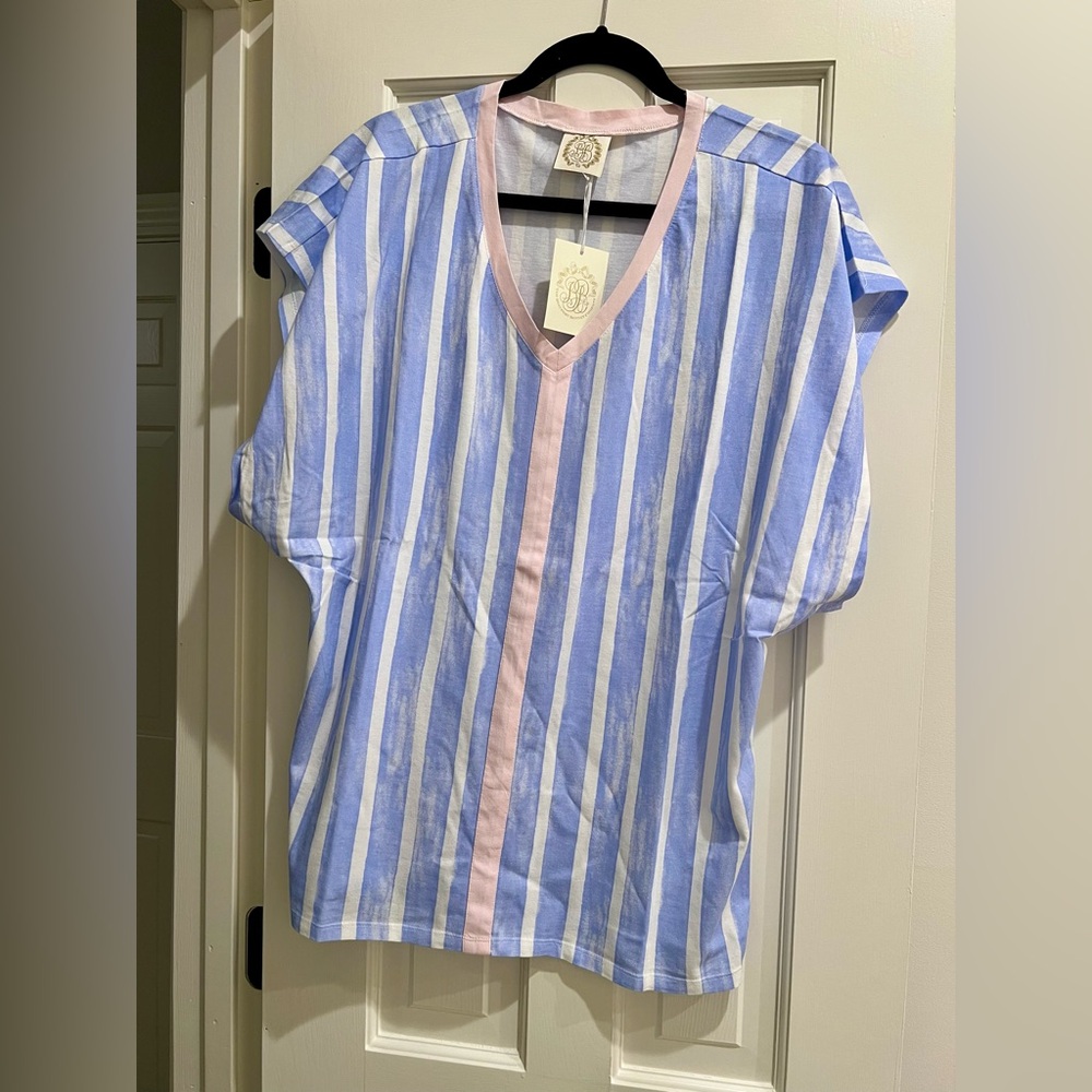 NWT The Beaufort Bonnet Company Blue and Pink Striped Swim Coverup